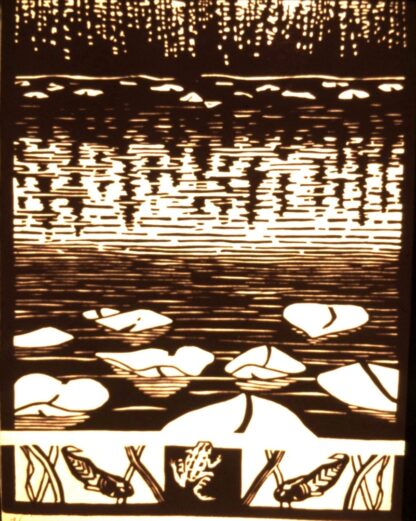 Hush Lake woodcut on arches