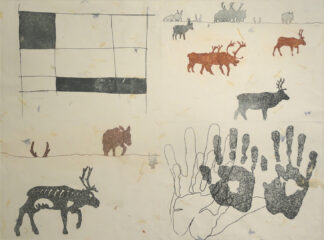 Spirit Trap Caribou 2 - multiplate etching on rice paper